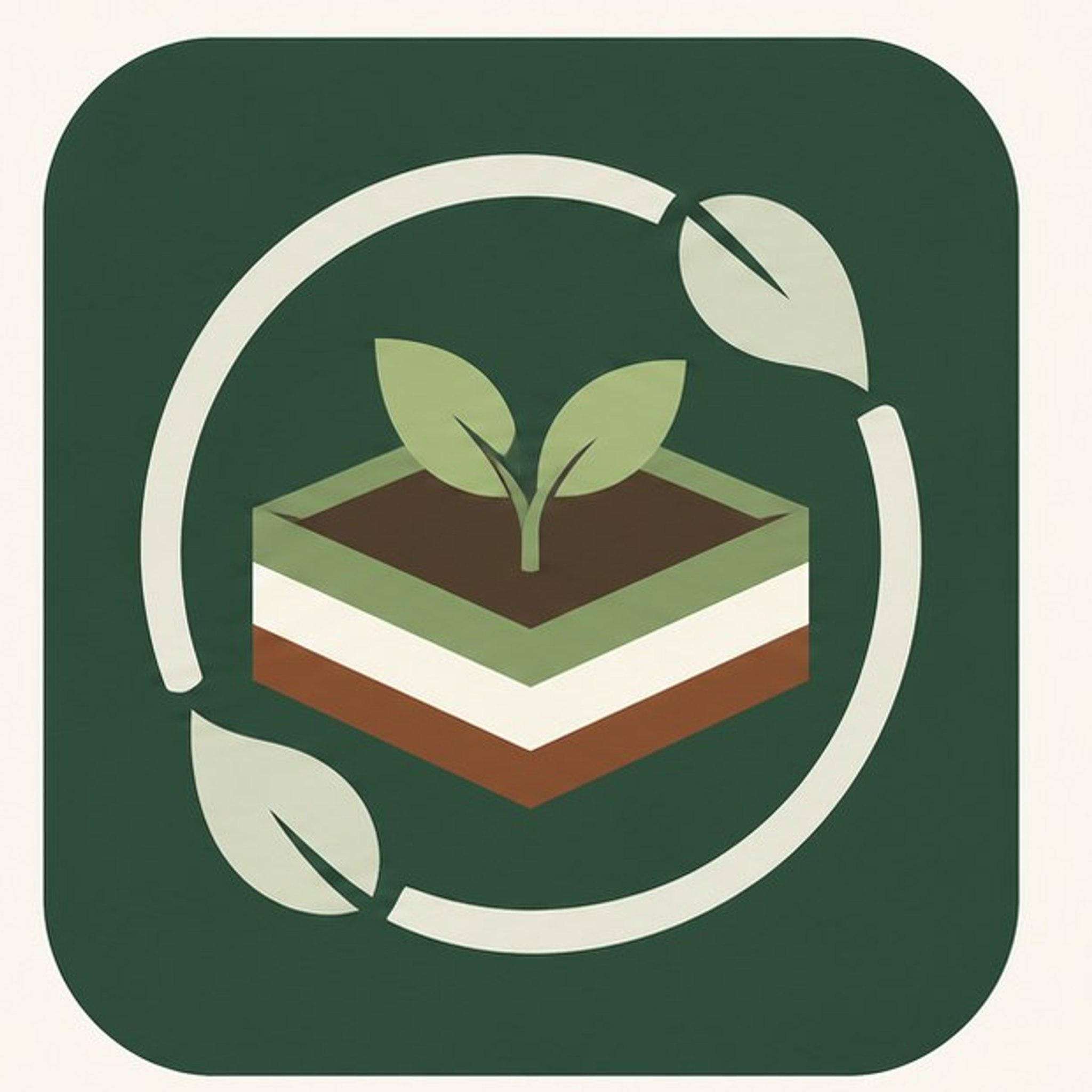 Renewable Gardening circular leaf and soil logo